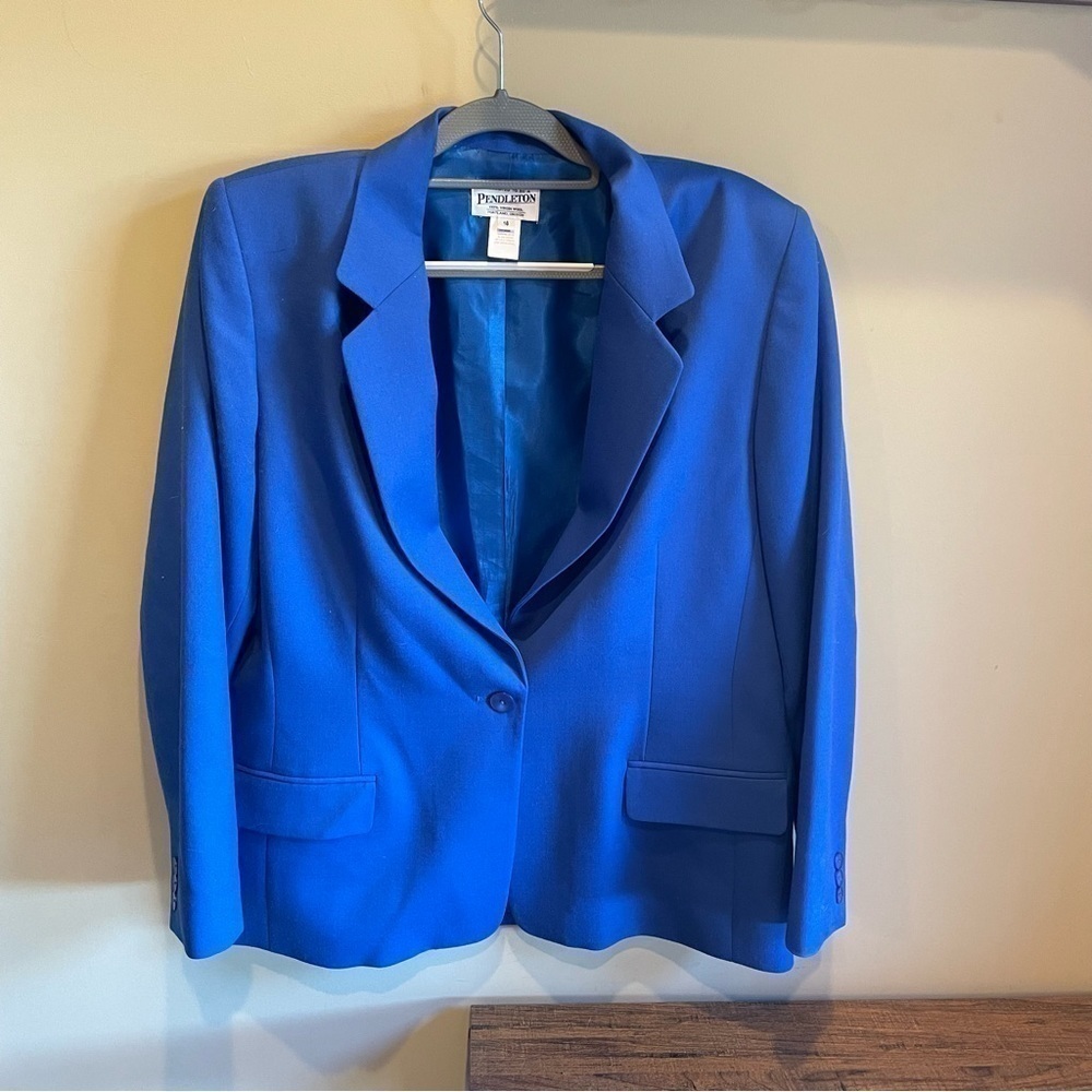 Vintage Pendleton Womens Jacket Royal Blue 100% Virgin Wool Size 18